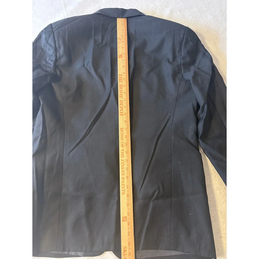 Emporio Armani Blazer Mens‎ 38.5L Black Herringbone 3-Button Suit Jacket Good